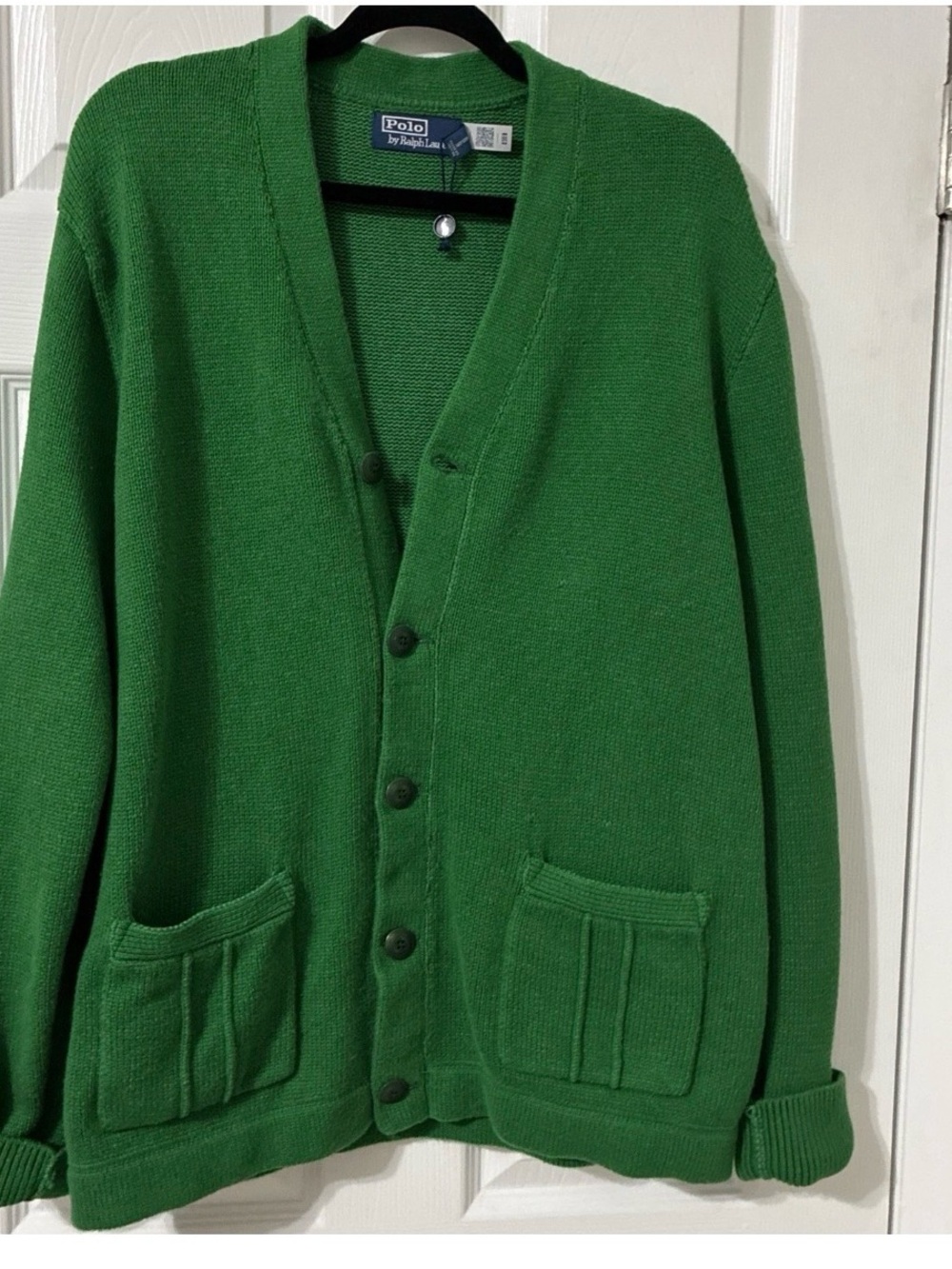 Polo by Ralph Lauren Green V-Neck Button Cardigan Men's Large/Women's XL, New!